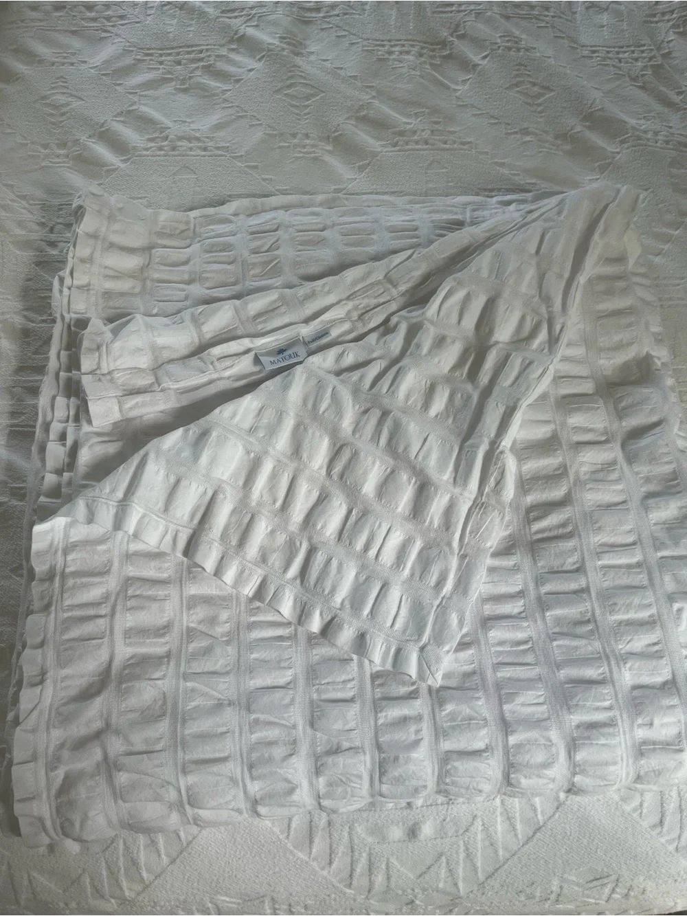 Matouk White Textured Cotton Coverlet